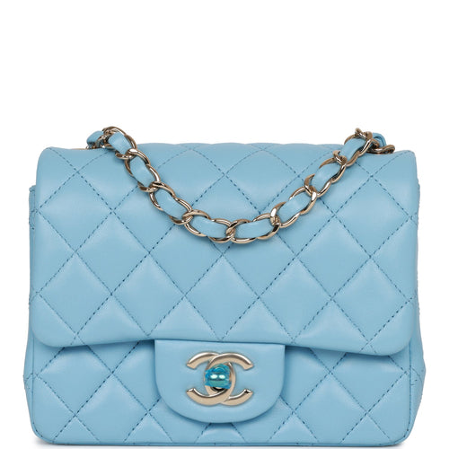 Chanel Iridescent Caviar Quilted Mini My Perfect Flap Light Blue