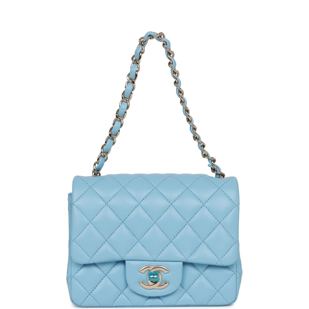 Chanel Blue Quilted Lambskin Ribbon Chain Flap Bag Small Q6B4HZ1IBH000
