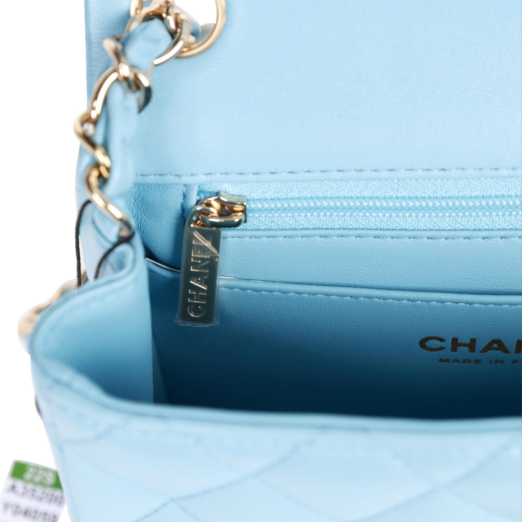 Chanel Blue Lambskin Square Mini Classic Flap Light Gold Hardware – Madison  Avenue Couture