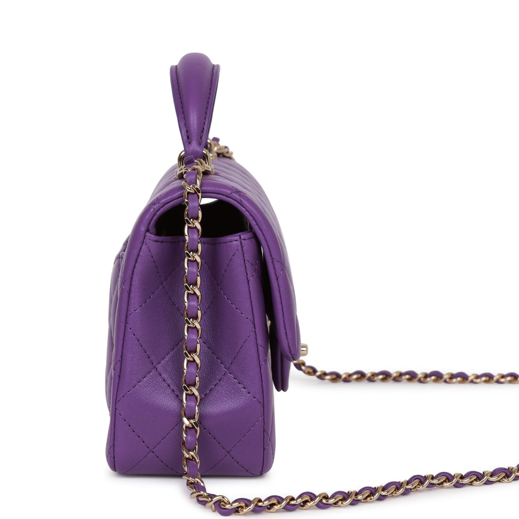 Chanel Purple Quilted Lambskin Rectangular Mini Flap Bag Top
