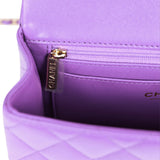 Chanel Mini Rectangular Flap with Top Handle Purple Lambskin Light Gold Hardware