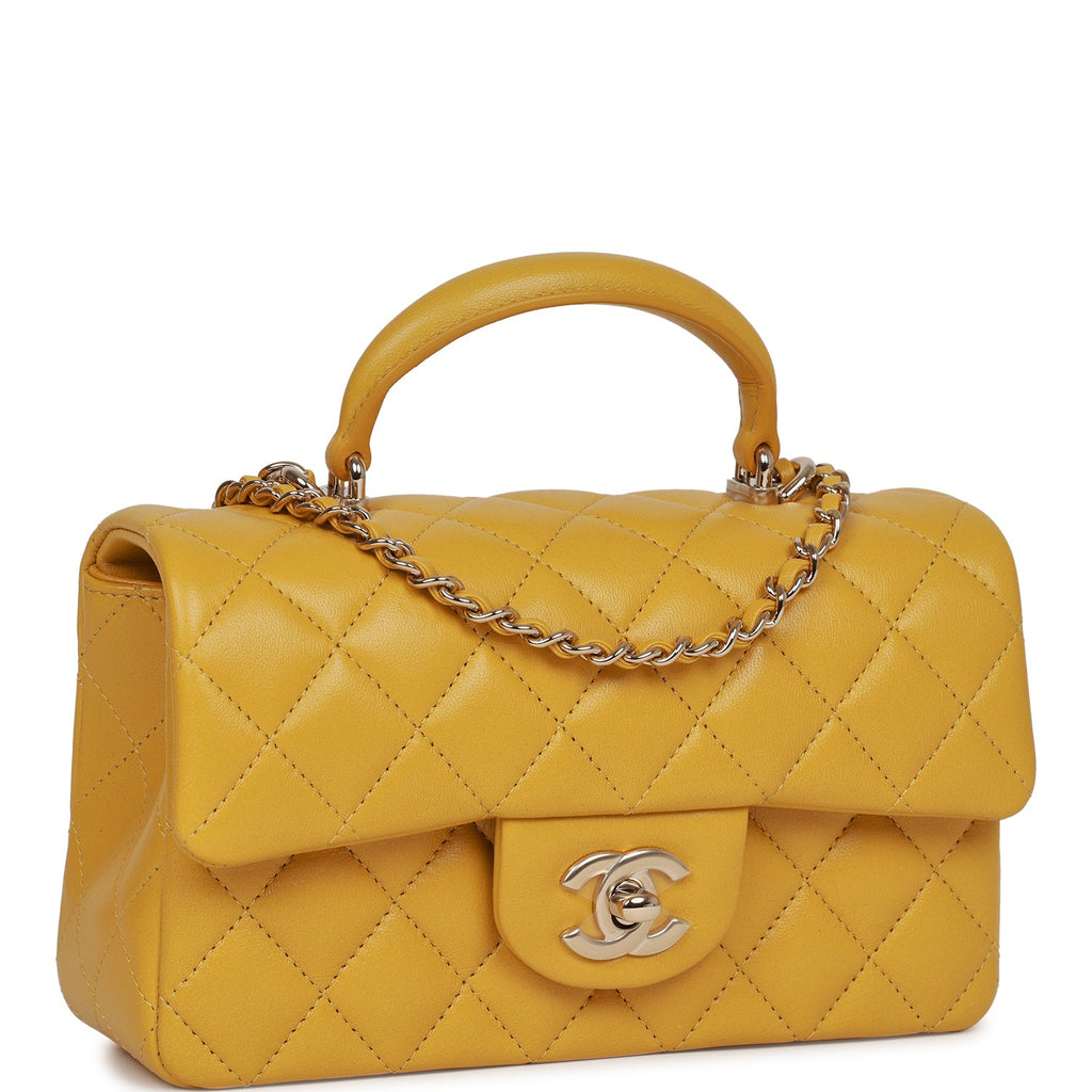 yellow chanel classic flap bag