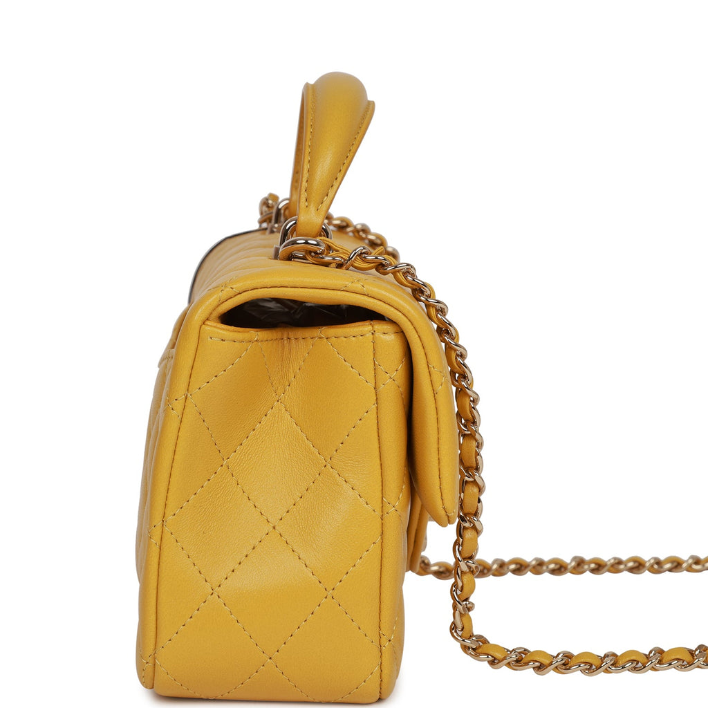 Chanel Yellow Quilted Lambskin Rectangular Mini Flap Bag Top Handle Light  Gold Hardware – Madison Avenue Couture