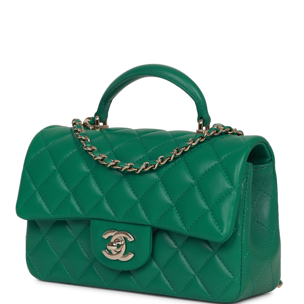 Chanel Green Quilted Lambskin Rectangular Mini Flap Bag Top Handle Light  Gold Hardware – Madison Avenue Couture