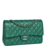Chanel Green, Pattern Print Cuba Lambskin Classic Tricolor Medium Double Flap Bag