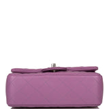 Chanel Mini Rectangular Flap Bag Purple Lambskin Silver Hardware