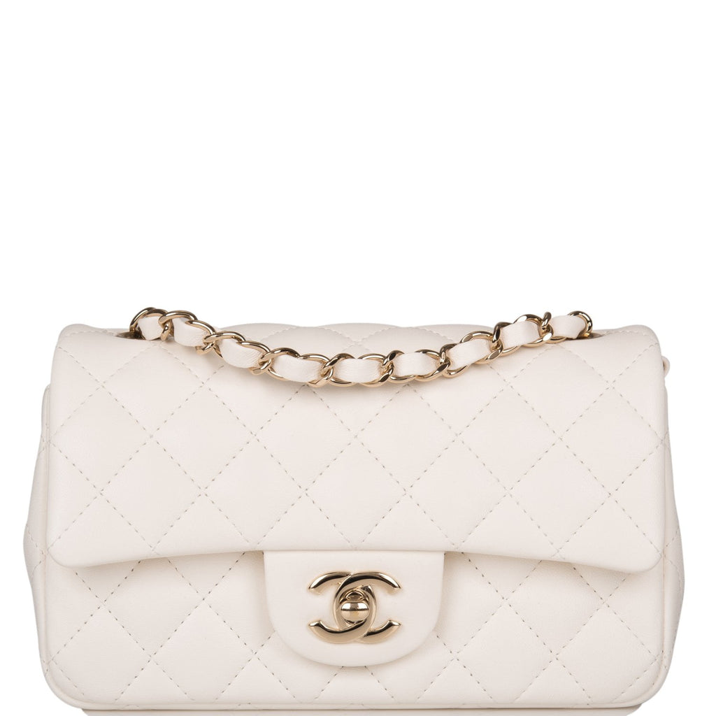 Chanel Mini with Top Handle, White Iridescent Lambskin with Gold Hardware,  New in Box WA001 - Julia Rose Boston