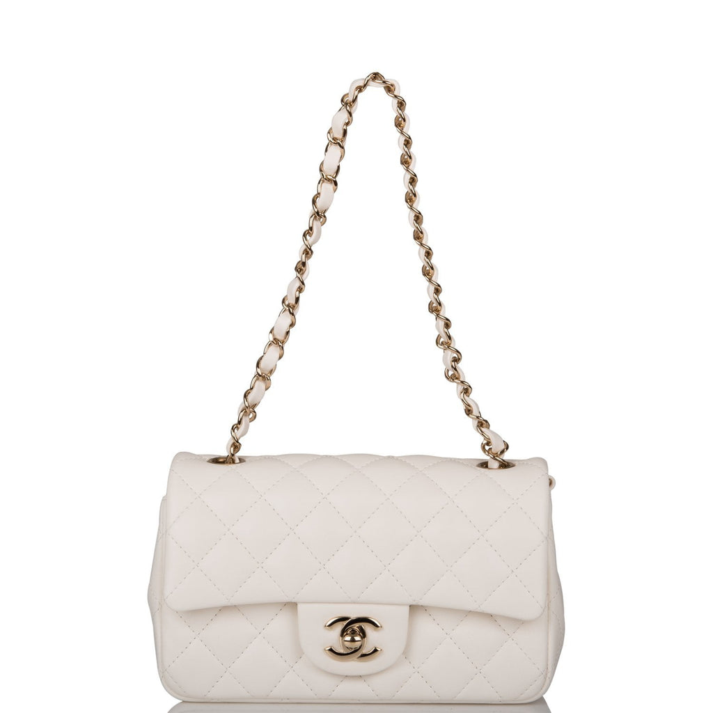 CHANEL Lambskin Quilted Small In The Loop Handle Flap Bag White 742697