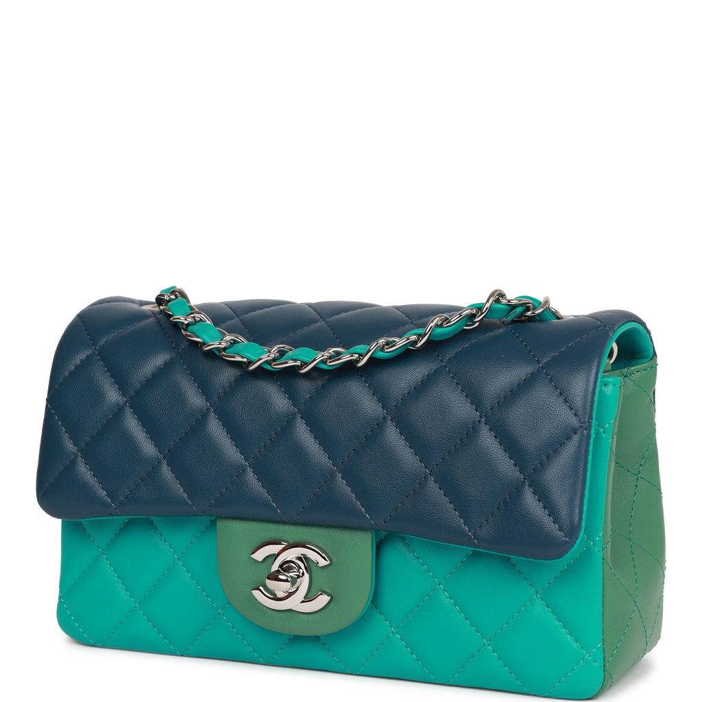 Chanel Heart Mini Flap Bag Turquoise Lambskin Enamel and Light
