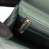 Chanel Mini Rectangular Flap with Top Handle Dark Green Lambskin Light Gold Hardware