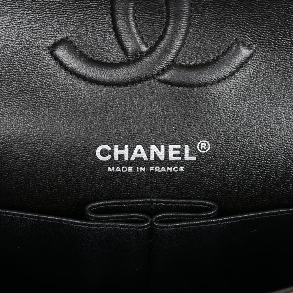 Pre-owned Chanel Medium Classic Double Flap Bag Multicolor Iridescent Calfskin Black Hardware