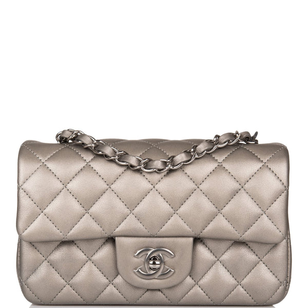 Chanel Silver Quilted Lambskin Rectangular Mini Classic Flap Bag