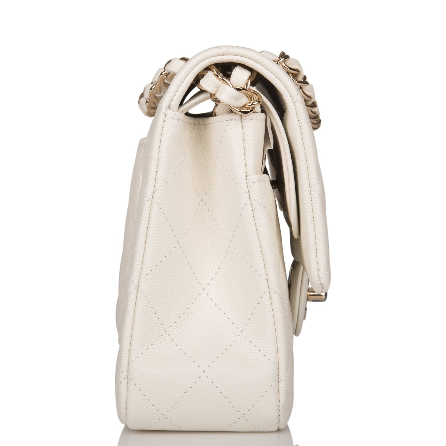 Chanel White Quilted Caviar Medium Classic Double Flap Bag – Madison ...