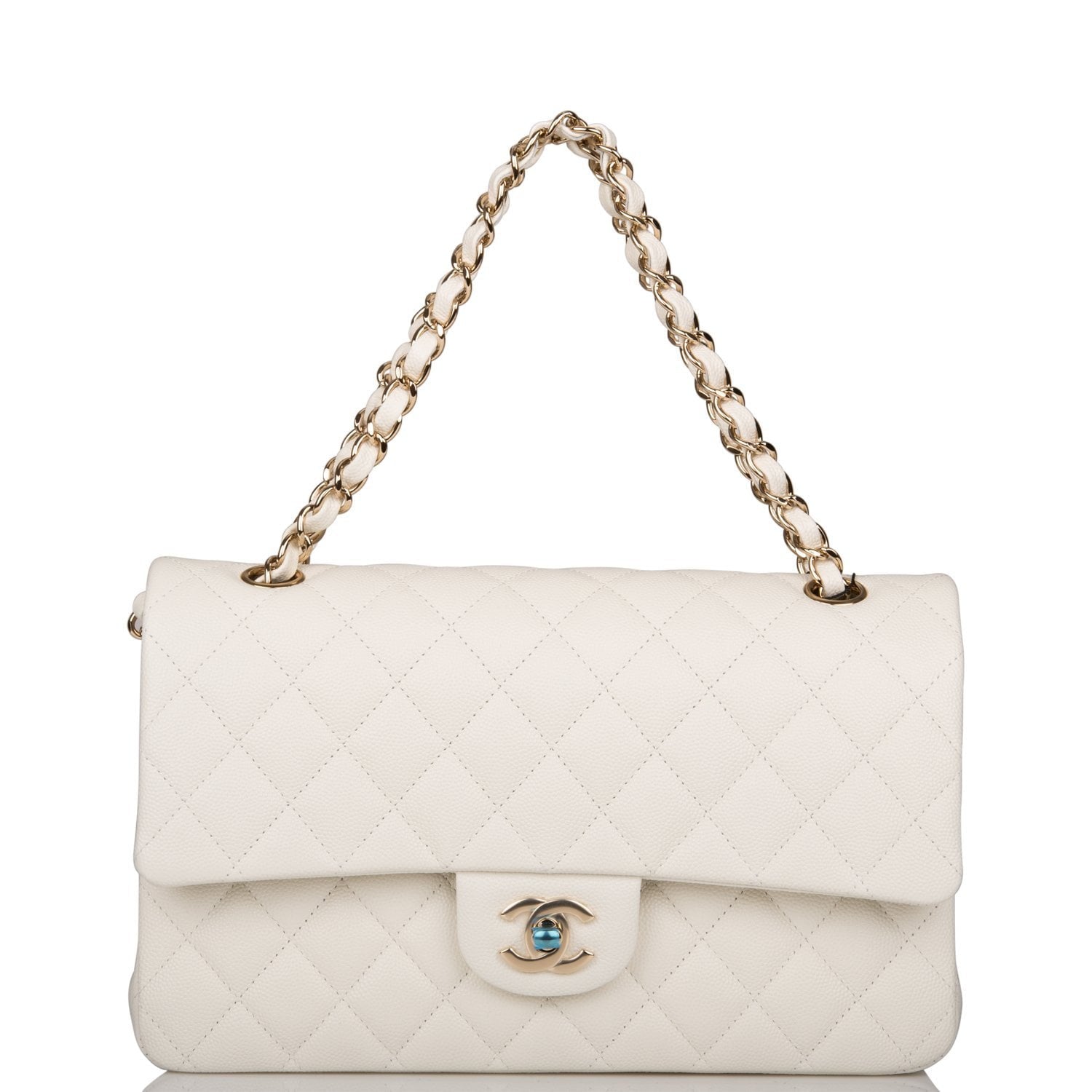 Chanel White Quilted Caviar Medium Classic Double Flap Bag – Madison ...