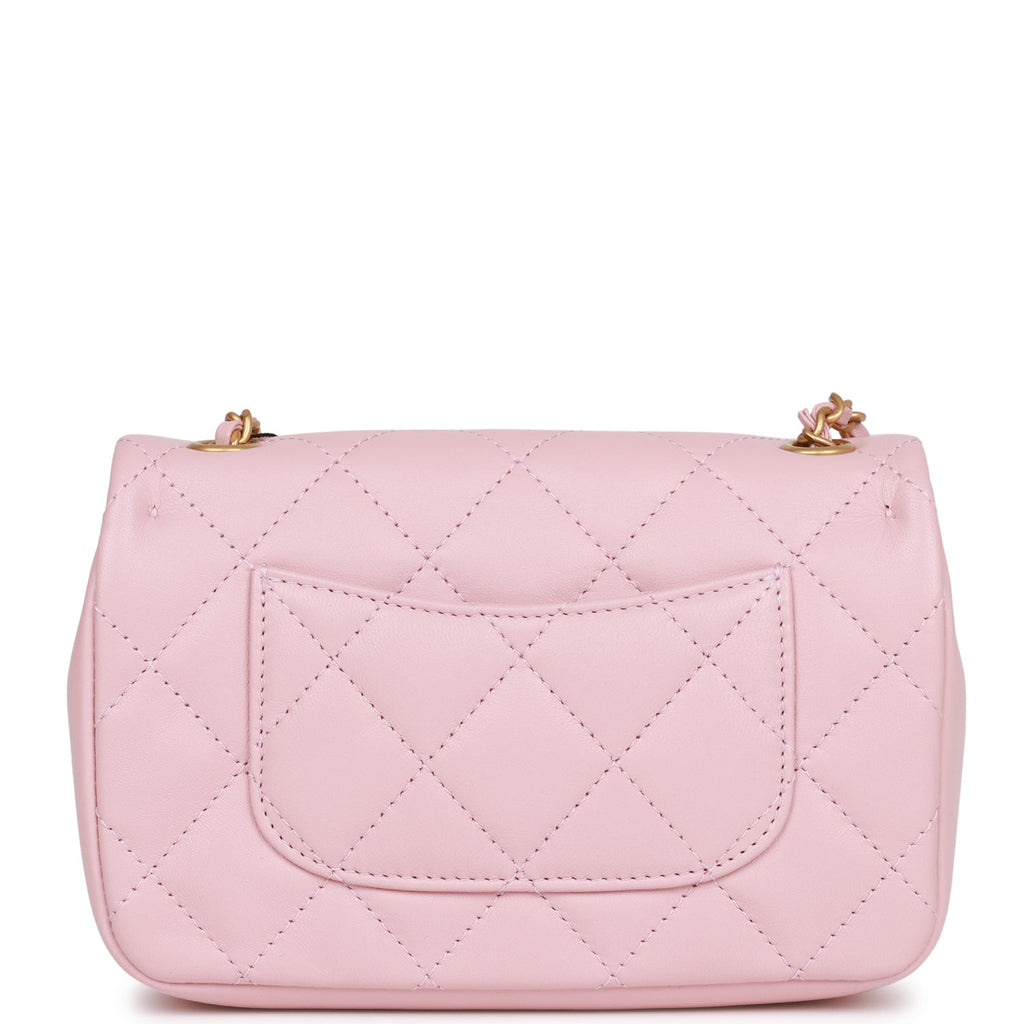 CHANEL Lambskin Quilted Mini CC Pearl Crush Flap Pink 888676