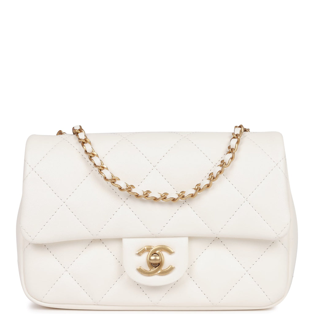 White Quilted Lambskin Mini CC “In Love” Heart Bag Gold Hardware, 2021