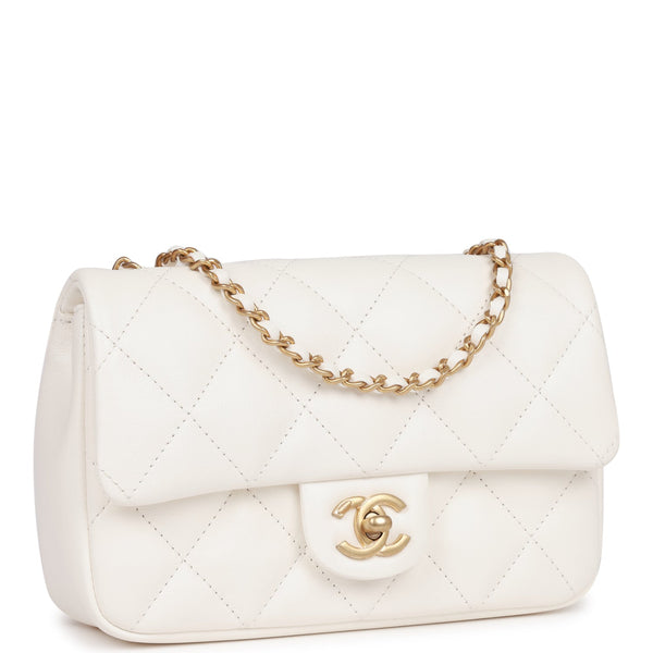 Chanel Mini Rectangular Flap Bag with Heart Chain White Lambskin – Madison  Avenue Couture
