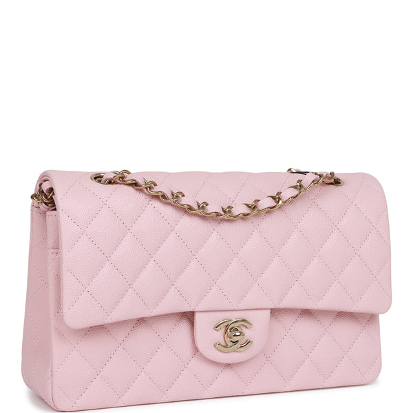 CHANEL Caviar Quilted Medium Double Flap Light Pink 1289962