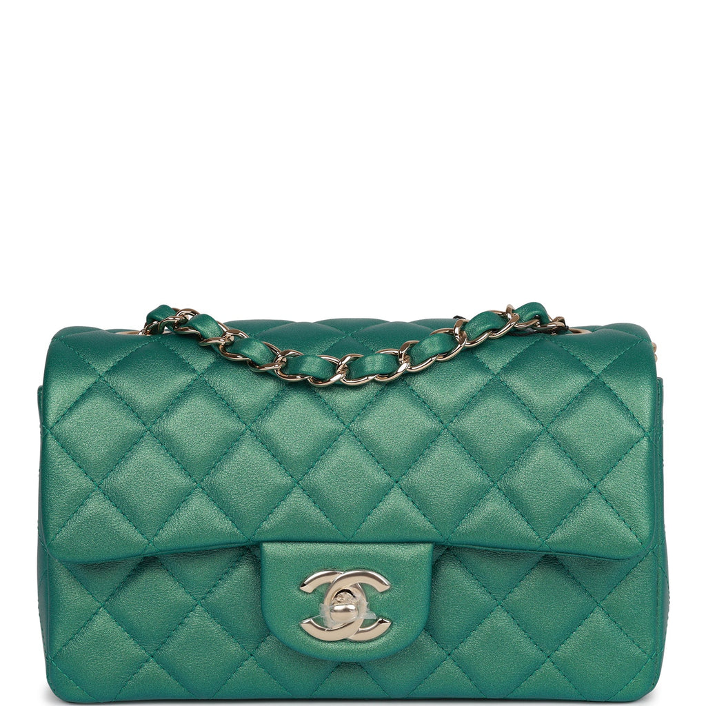Handbags Chanel Iridescent Green Lambskin Mini Flap Handbag