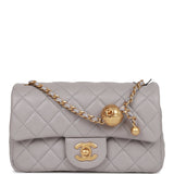 Chanel Pearl Crush Mini Rectangular Flap Bag Light Grey Lambskin Antique Gold Hardware