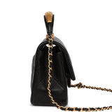 Chanel Rectangular Mini Flap Bag with Top Handle Black Lambskin Antique Gold Hardware