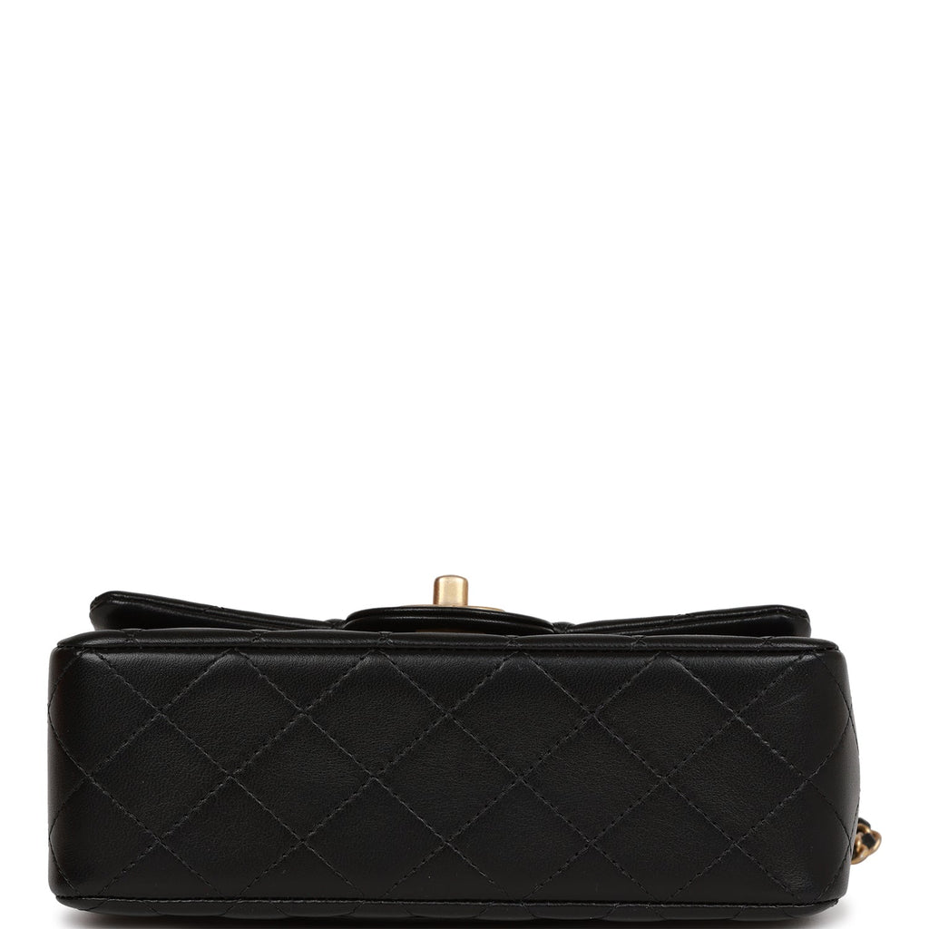 Chanel Rectangular Mini Flap Bag with Top Handle Black Lambskin