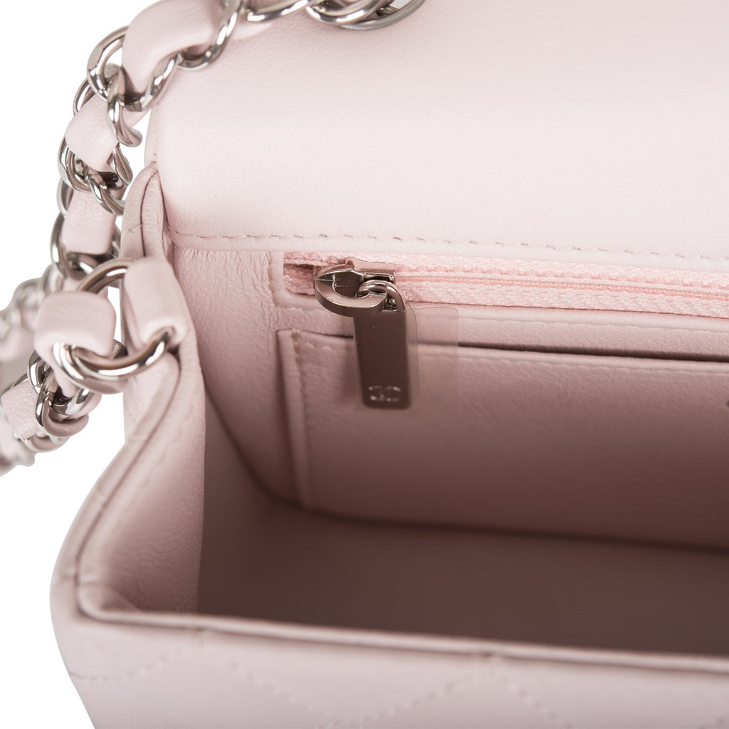 Chanel Mini Rectangular Flap Bag Light Purple Lambskin Silver Hardware