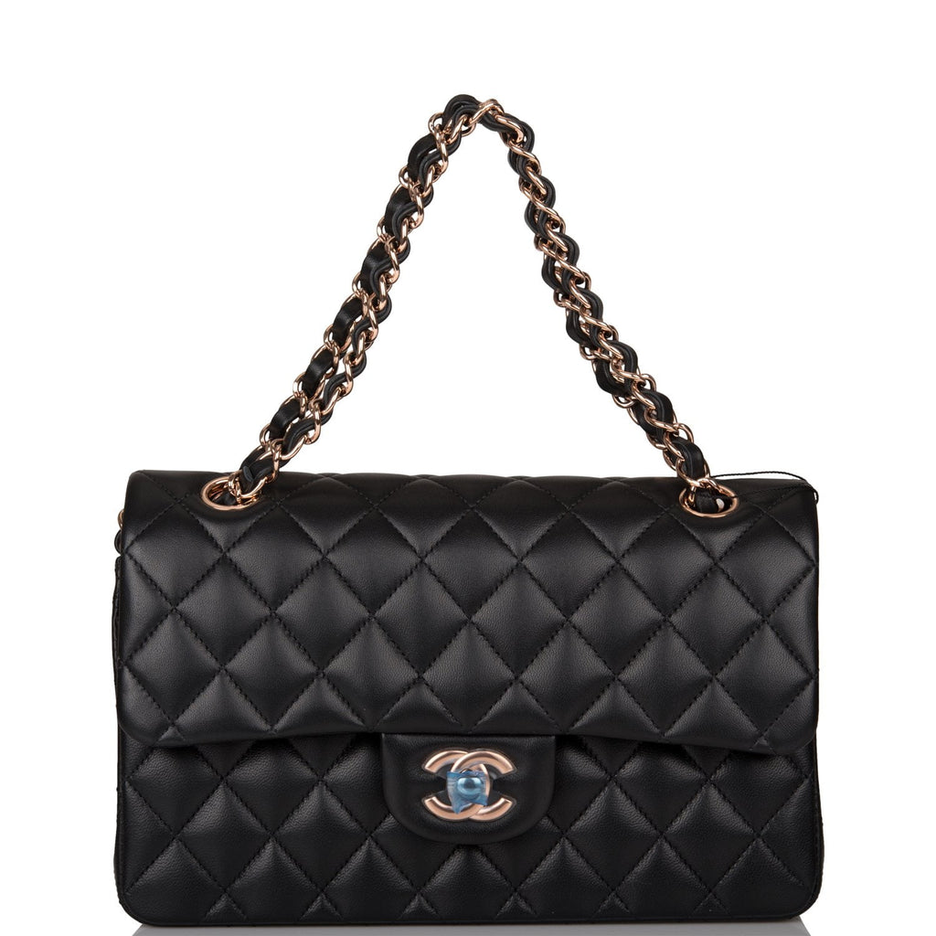 CHANEL Lambskin Quilted Medium Double Flap Black 1286438
