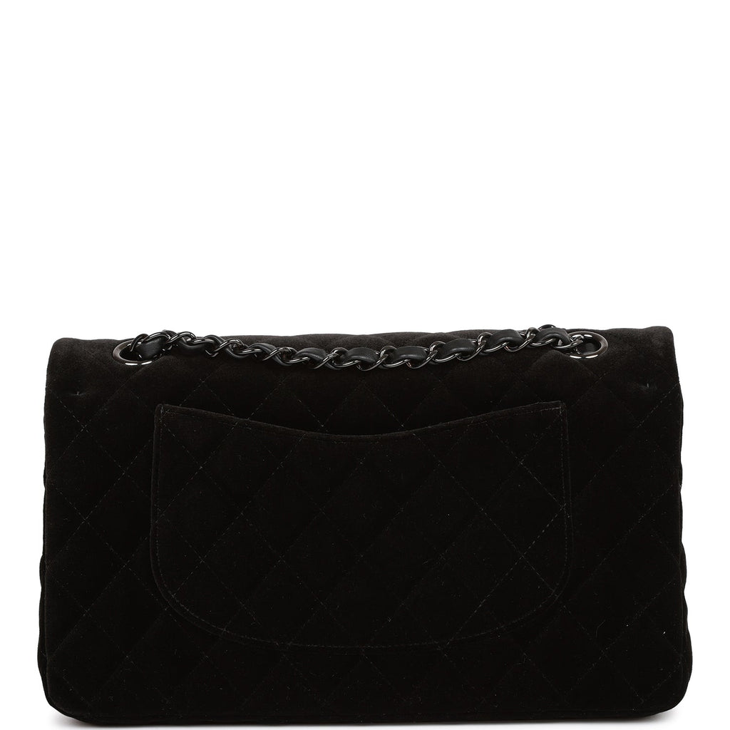 Pre-owned Chanel Medium Classic Double Flap Bag Black Velvet Ruthenium Hardware