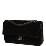 Pre-owned Chanel Medium Classic Double Flap Bag Black Velvet Ruthenium Hardware