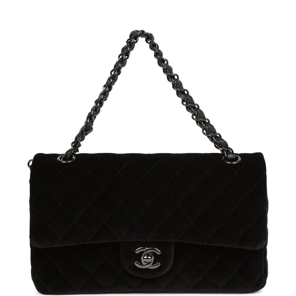 Chanel Mint Blue Velvet Double Flap Bag - Vintage Lux