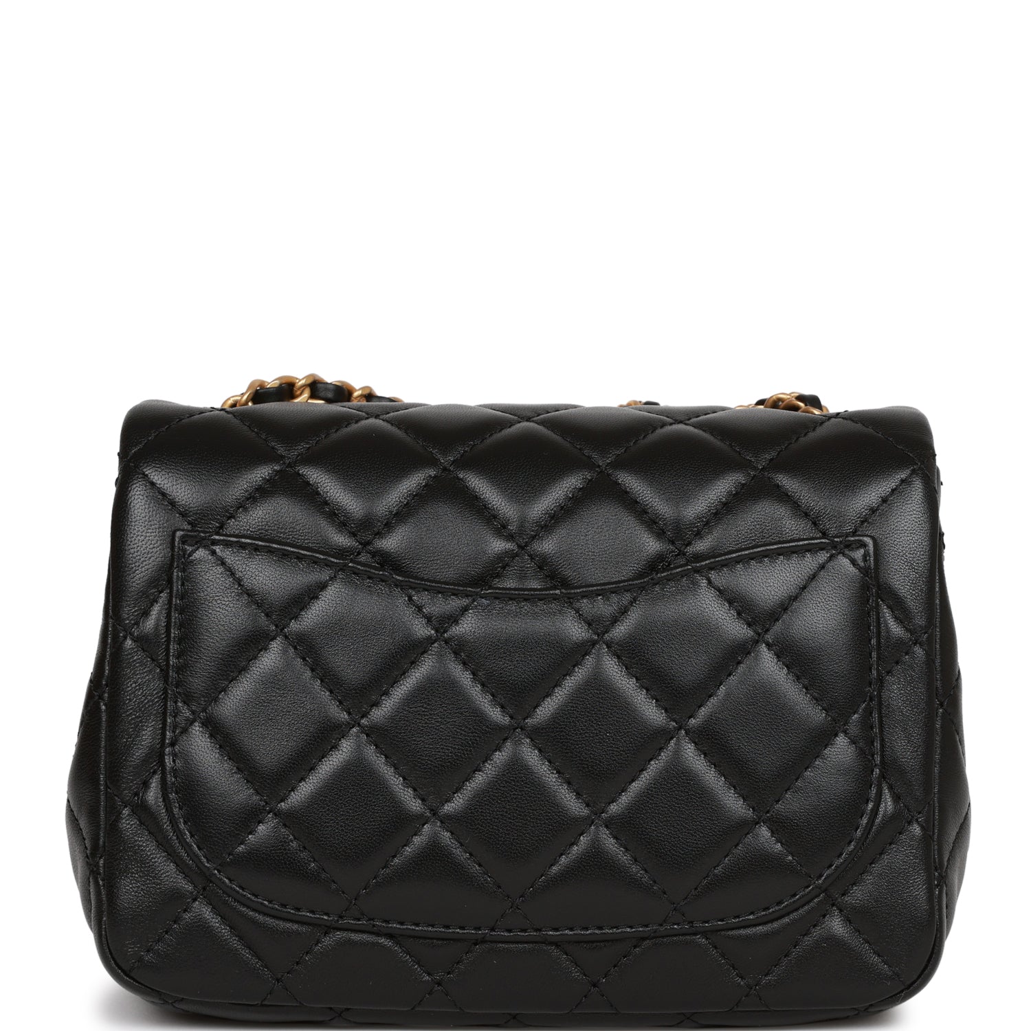 Chanel Black Pearl Crush Square Mini Flap Antique Gold Hardware ...