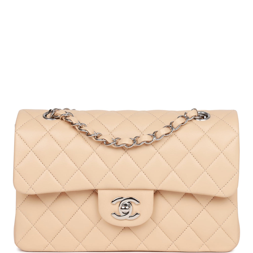 CHANEL 2022 Beige and Silver Large Classic Double Flap Bag