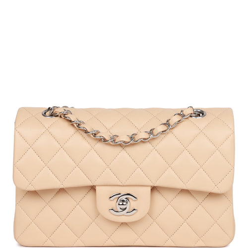 Chanel Classic Medium Double Flap 22C Beige Quilted Caviar with light gold  hardware