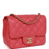 Pre-owned Chanel Mini Square Flap Bag Pink Caviar Gold Hardware