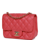 Pre-owned Chanel Mini Square Flap Bag Pink Caviar Gold Hardware