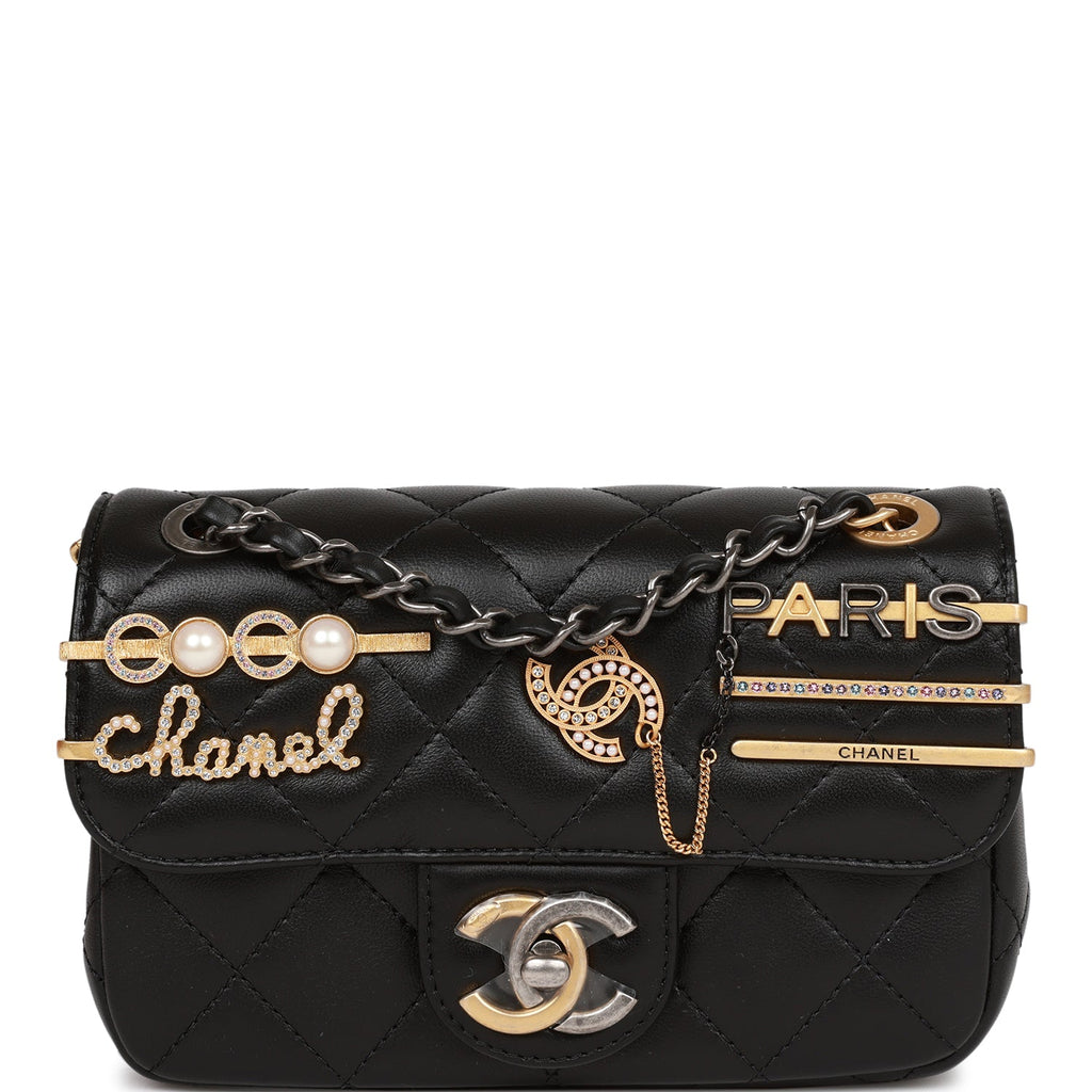 Chanel Coco Clips Mini Rectangular Flap Bag Black Lambskin Mixed Hardware