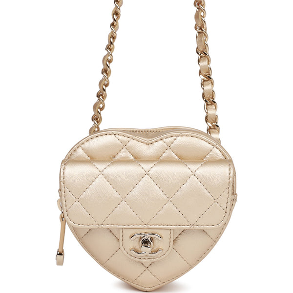 Chanel CC in Love Heart Belt Bag Quilted Lambskin Black