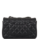 Chanel Black Quilted Lambskin Rectangular Mini Classic Flap Bag Silver Hardware
