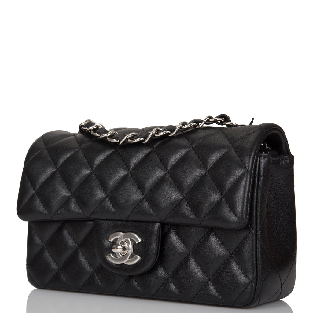 Chanel White/Black Quilted Lambskin Rectangular Mini Classic Flap