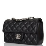 Chanel Black Quilted Lambskin Rectangular Mini Classic Flap Bag Silver Hardware