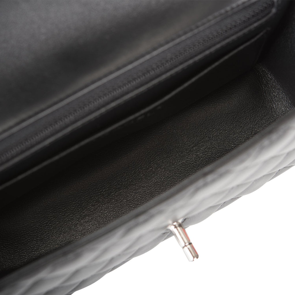 Chanel Mini Rectangular Flap Bag Black Lambskin Silver Hardware – Madison  Avenue Couture