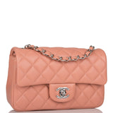 Chanel Mini Rectangular Flap Bag Rose Lambskin Silver Hardware