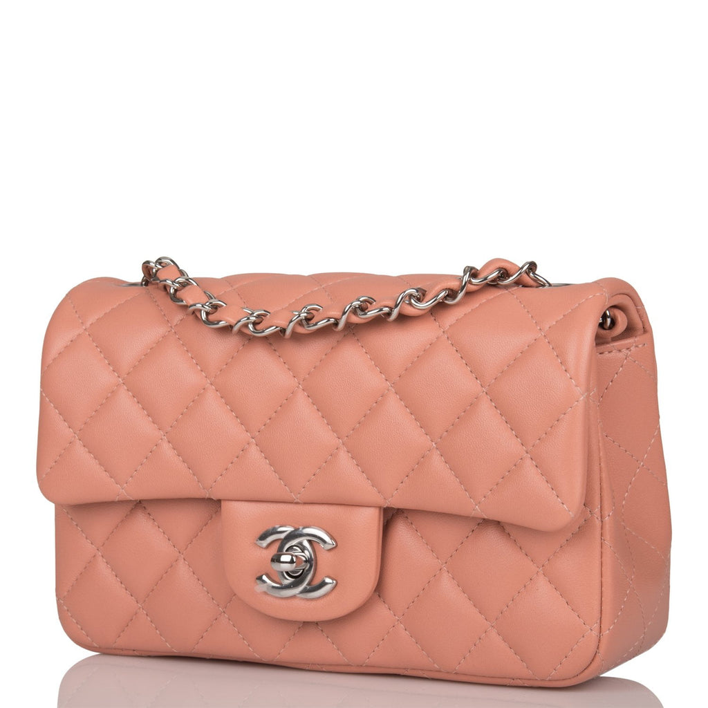 Chanel Rose Quilted Lambskin Rectangular Mini Classic Flap Bag Silver  Hardware – Madison Avenue Couture