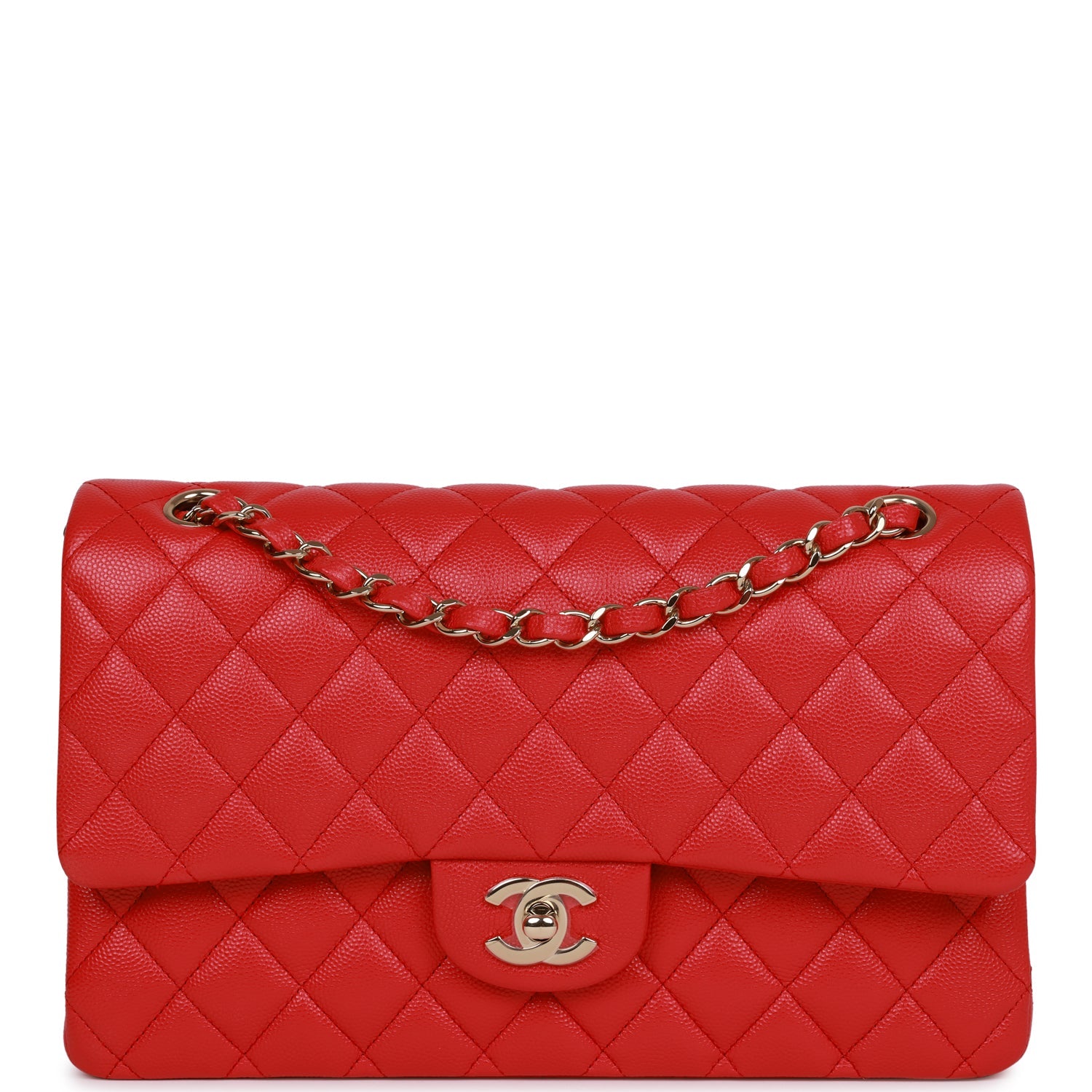 Chanel Red Quilted Caviar Medium Double Flap Bag Silver Hardware ...