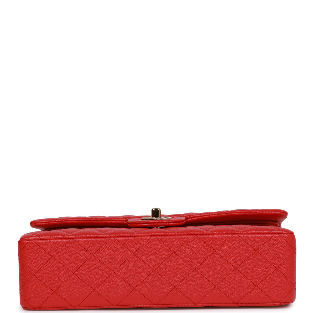 Chanel Classic Double Flap Bag Quilted Caviar Medium Red