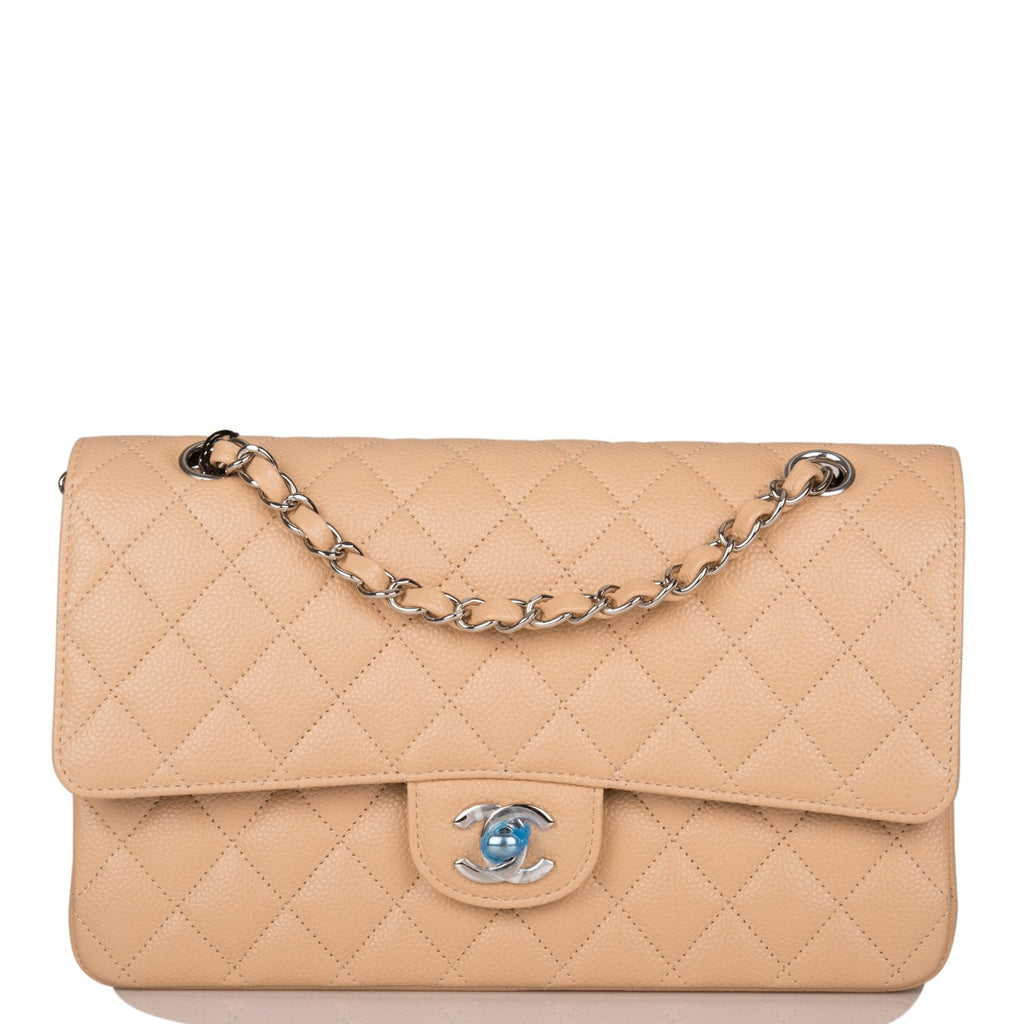 Chanel Beige Quilted Caviar Medium Double Flap Bag Silver Hardware – Madison  Avenue Couture