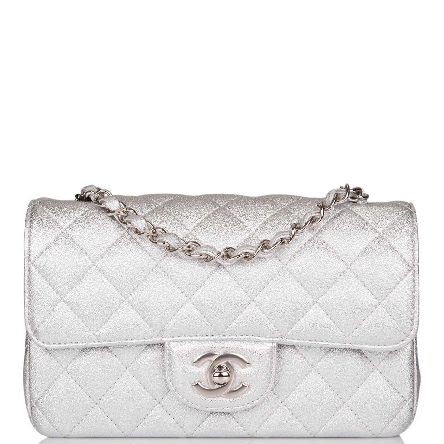 Chanel Silver Quilted Lambskin Rectangular Mini Classic Flap Bag Silver ...