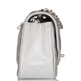 Chanel Mini Rectangular Flap Bag Silver Metallic Lambskin Silver Hardware