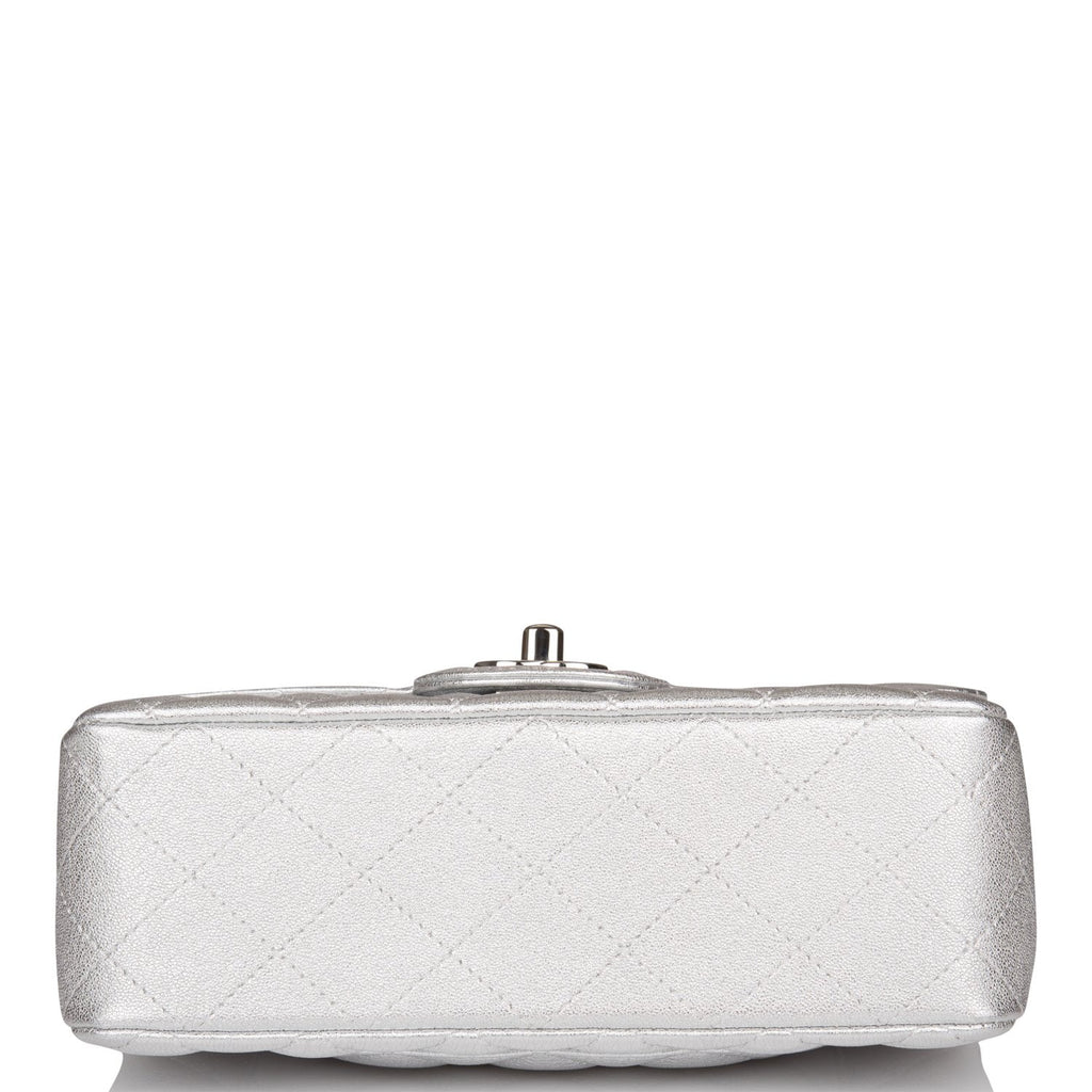 Metallic Lambskin & Silver-Tone Metal Silver Mini Flap Bag